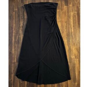 Bebe Medium Dress Vintage Strapless Short Black High Low Wrap Y2k 90's